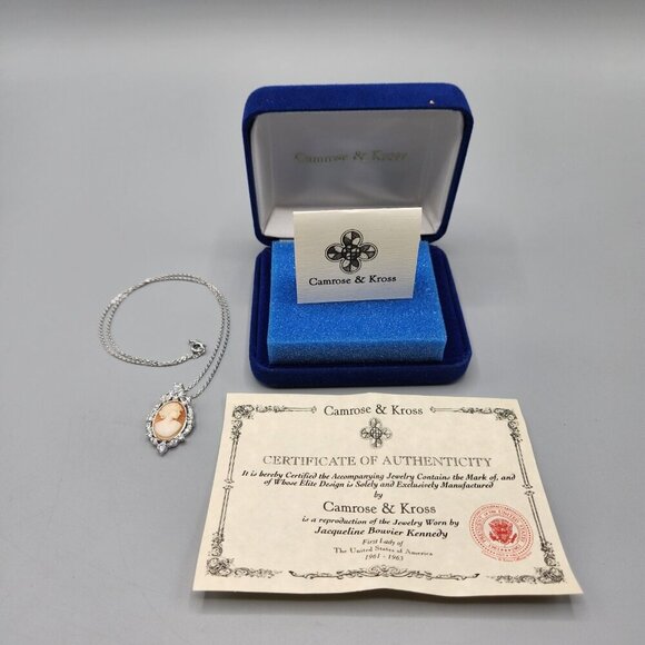 Jaqueline Kennedy X Camrose and Cross Cameo & Crystal Pendant Necklace JBK w Box - Picture 1 of 15